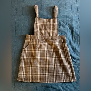 Lulu's Tan Plaid pinafore